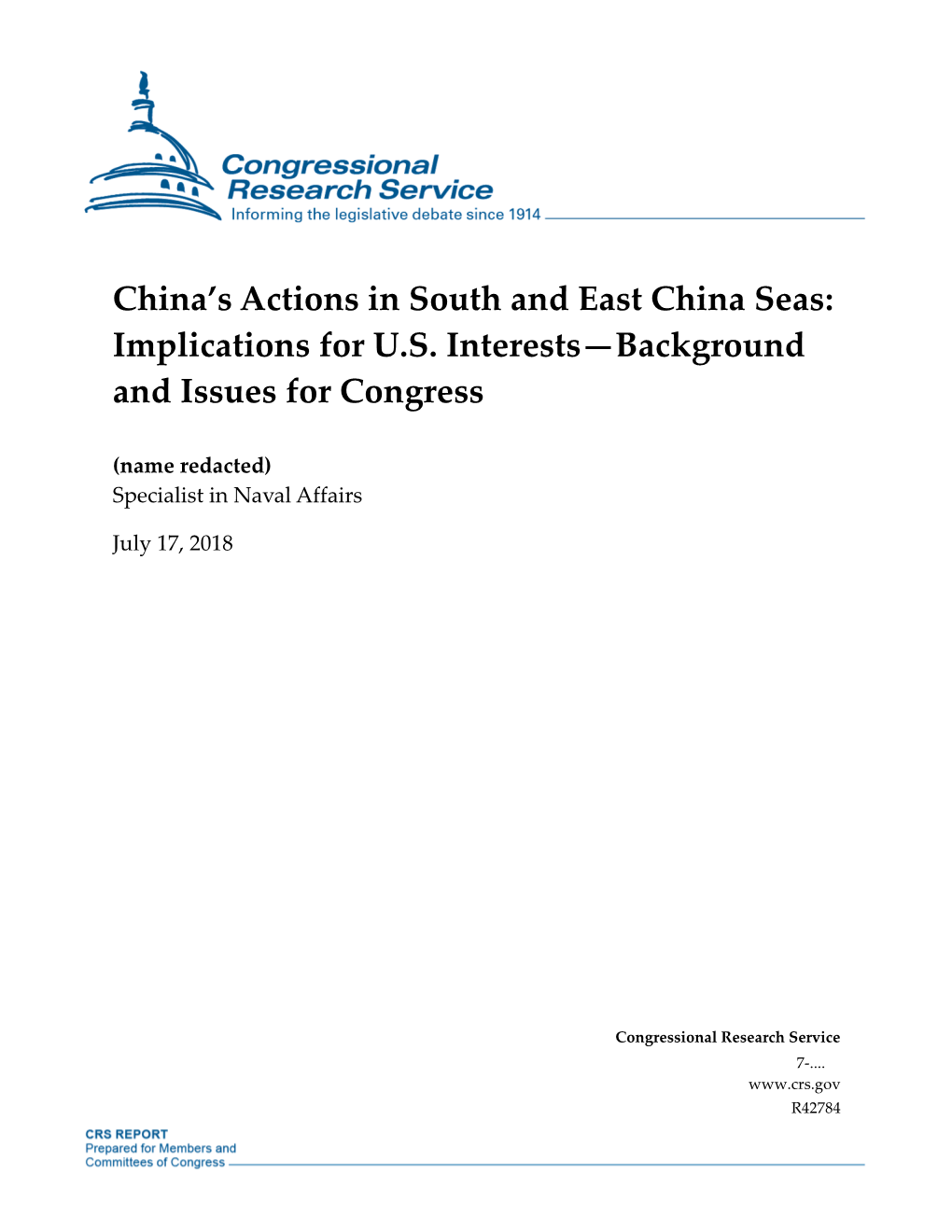 China's Actions in South and East China Seas