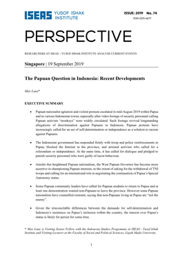 The Papuan Question in Indonesia: Recent Developments