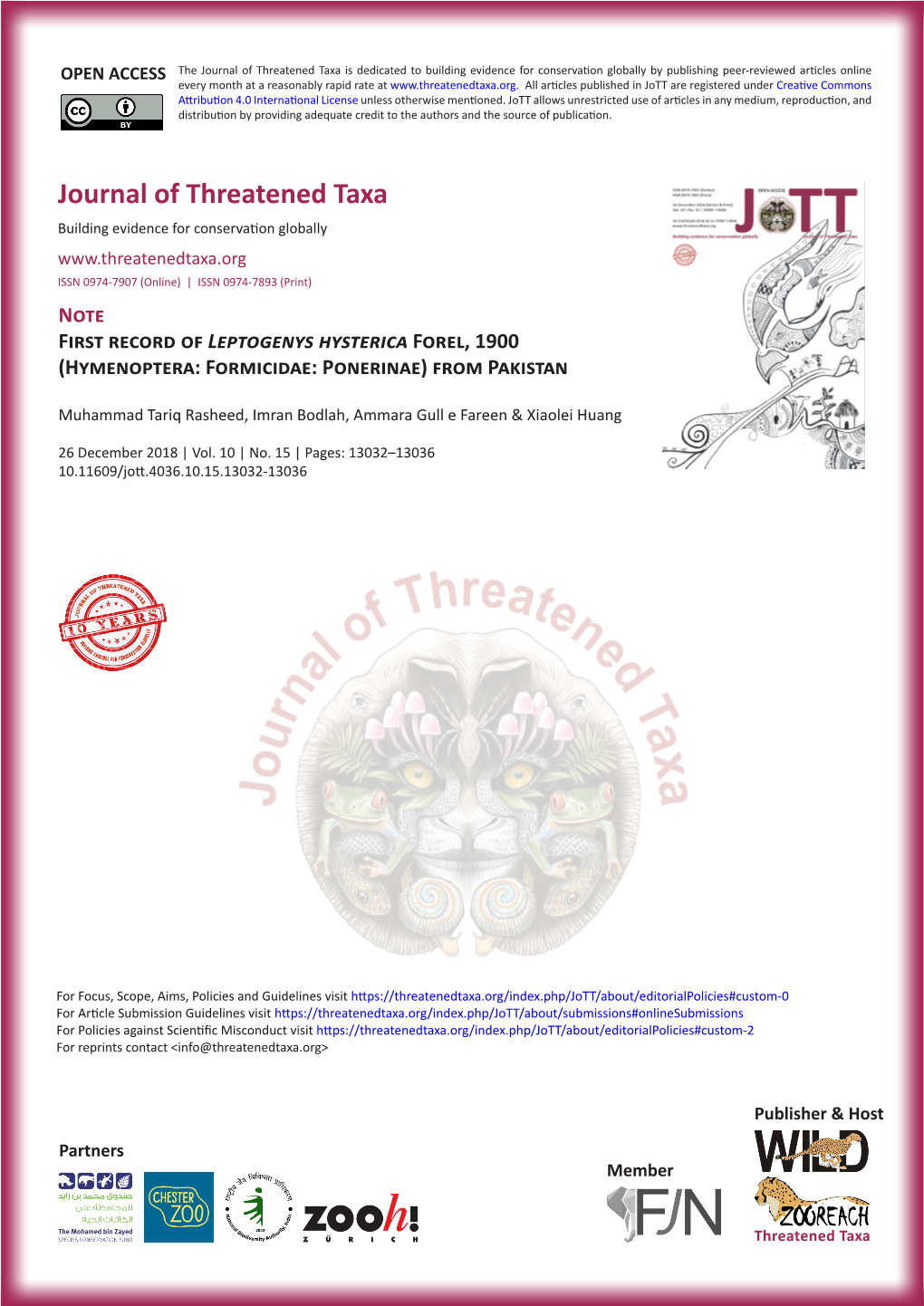 Journal of Threatened Taxa