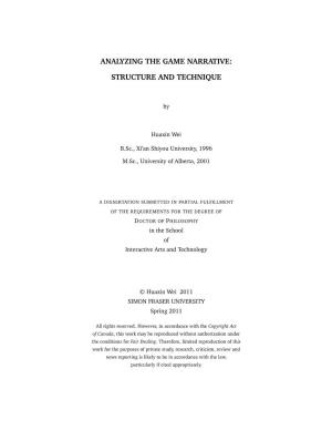 Analyzing the Game Narrative