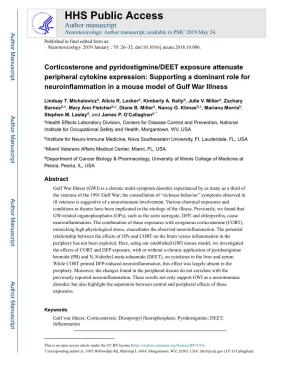 Corticosterone and Pyridostigmine/DEET Exposure