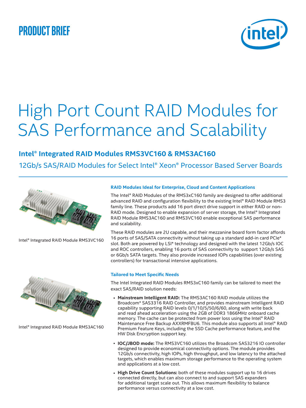 High Port Count RAID Modules for SAS Performance and Scalability