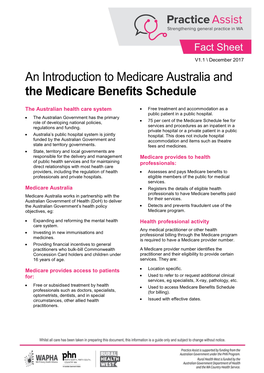 An Introduction to Medicare Australia and the Medicare Benefits Schedule