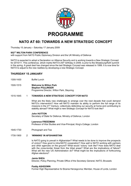 Programme Nato at 60: Towards a New Strategic Concept