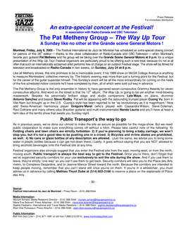 The Pat Metheny Group – the Way up Tour a Sunday Like No Other at the Grande Scène General Motors !