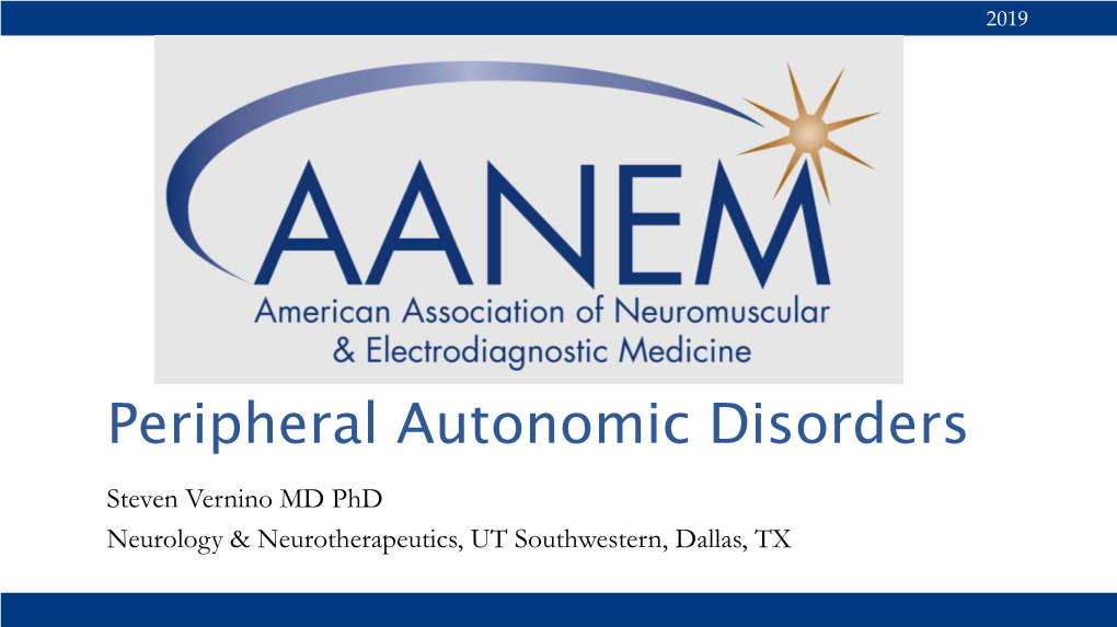 Peripheral Autonomic Disorders