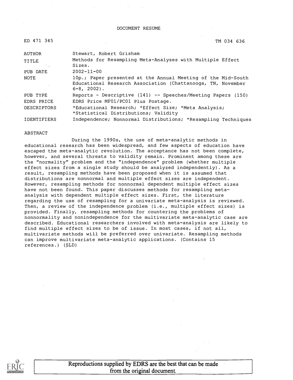 Methods for Resampling Meta-Analyses with Multiple Effect Sizes