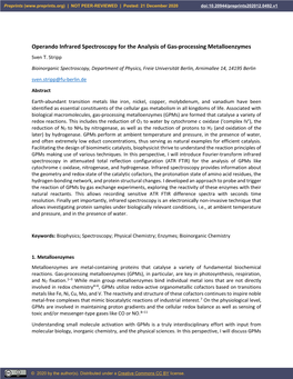 Operando Infrared Spectroscopy for the Analysis of Gas-Processing Metalloenzymes Sven T