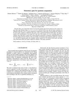 Elementary Gates for Quantum Computation