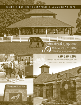 International Conference October 23 – 25, 2014 the Kentucky Horse Park 859-259-3399 •
