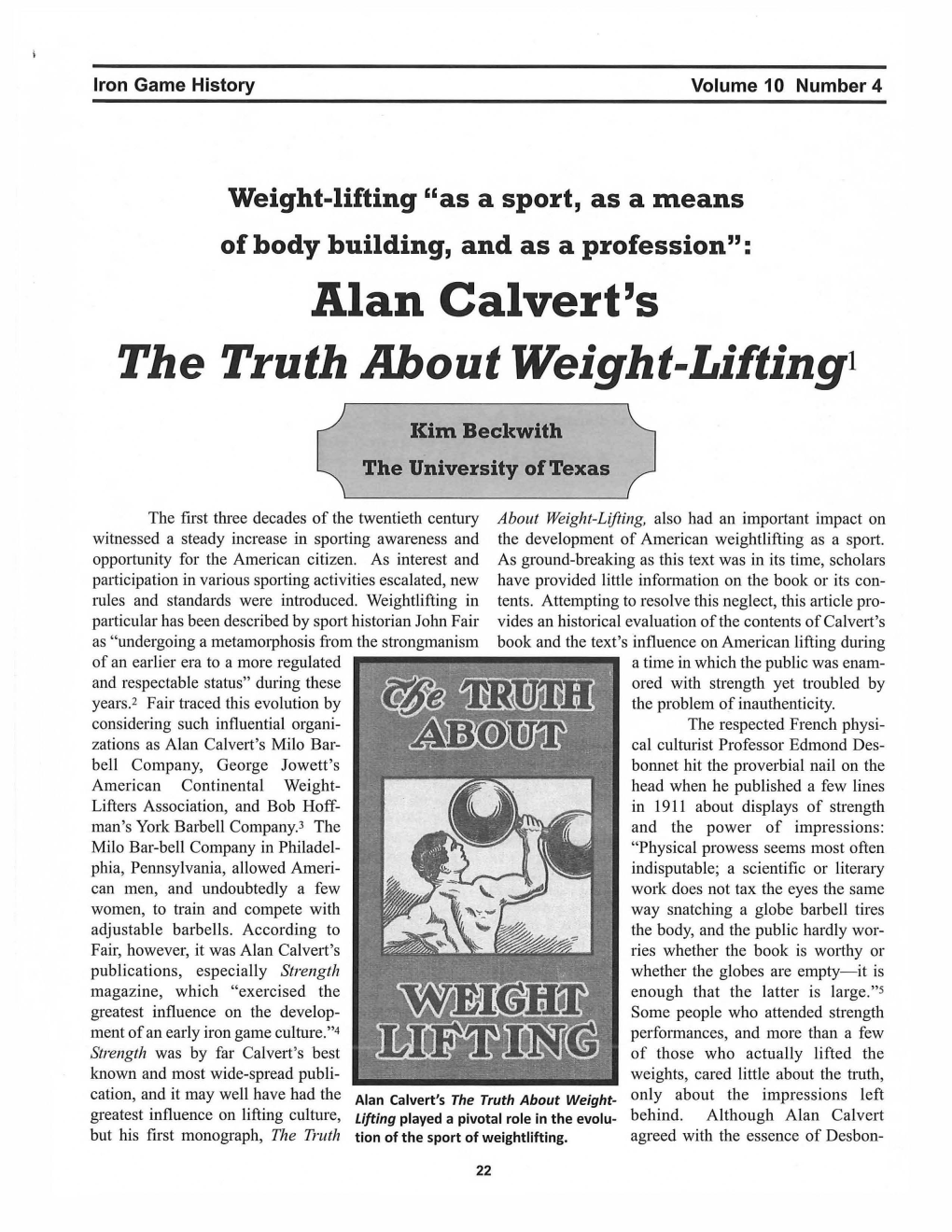 Alan Calvert's the Truth About Weight-Lifting1