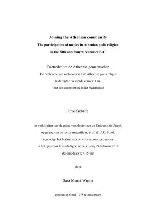 Joining the Athenian Community Proefschrift Sara Maria Wijma