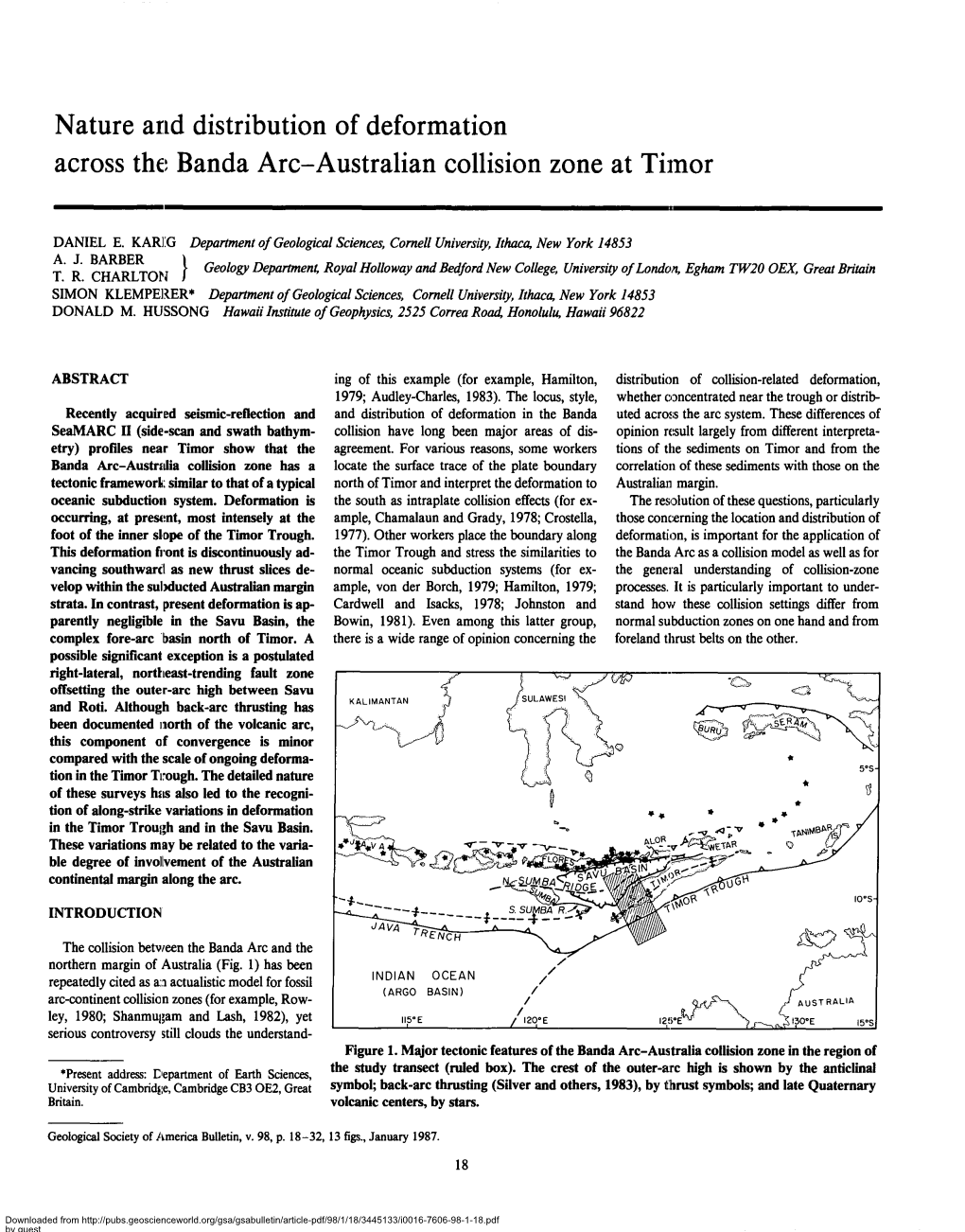 Nature and Distribution of Deformation Across the Banda Arc-Australian Collision Zone at Timor