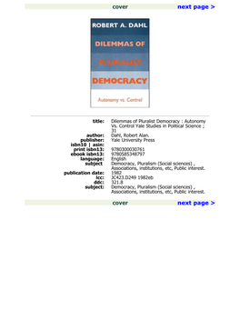 Dilemmas-Of-Pluralist-Democracy
