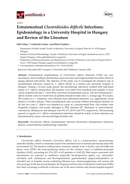 Extraintestinal Clostridioides Difficile Infections: Epidemiology in a University Hospital in Hungary and Review of the Literature