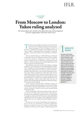 From Moscow to London: Yukos Ruling Analysed