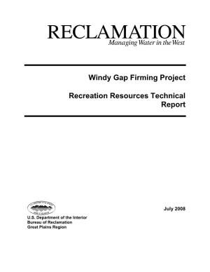 Windy Gap Firming Project Recreation Resources Technical Report