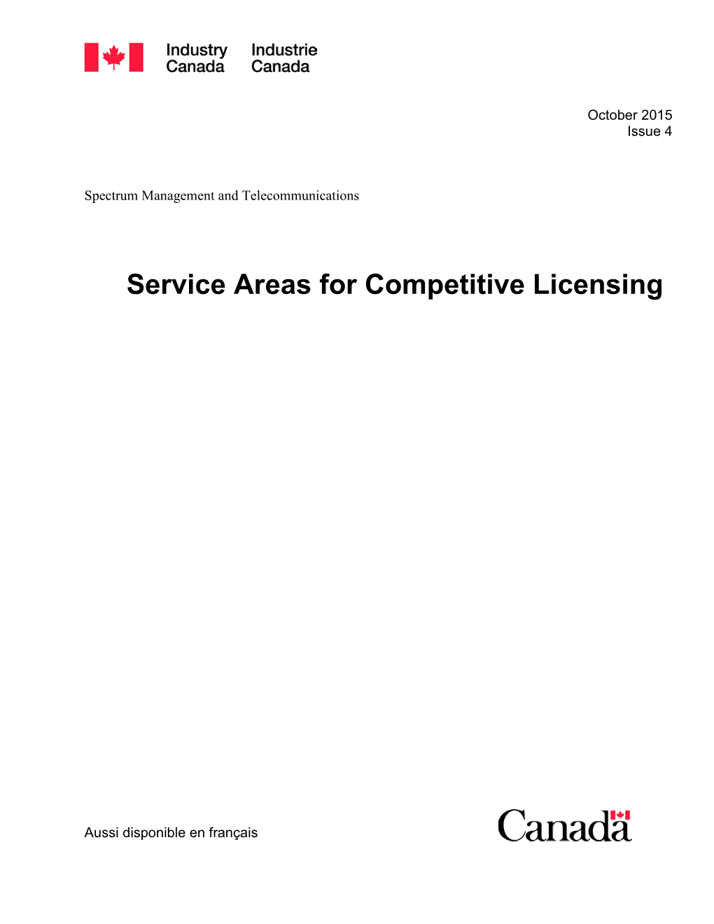 Service Areas for Competitive Licensing