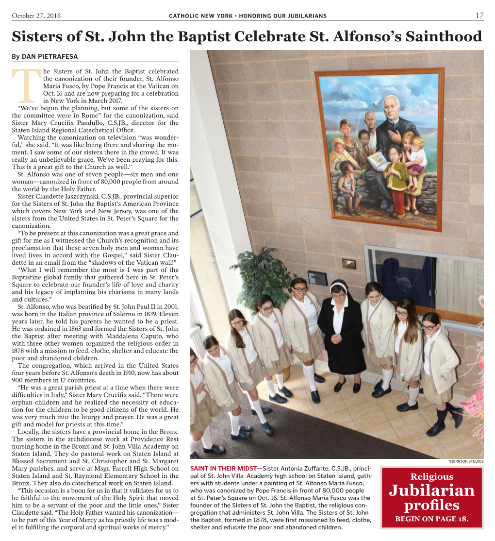 Jubilarians 17 Sisters of St
