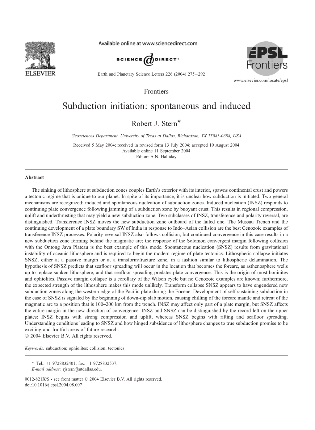 Subduction Initiation: Spontaneous and Induced