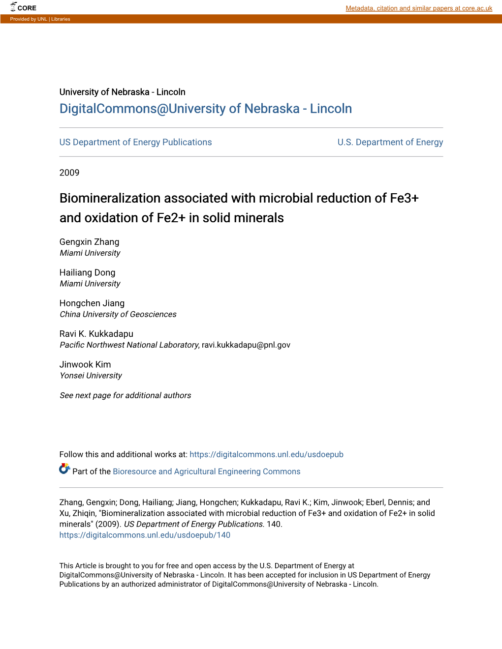 Biomineralization Associated with Microbial Reduction of Fe3+ and Oxidation of Fe2+ in Solid Minerals