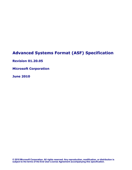 Advanced Systems Format (ASF) Specification