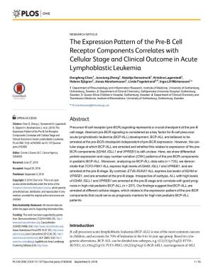 The Expression Pattern of the Pre-B Cell Receptor Components Correlates with Cellular Stage and Clinical Outcome in Acute Lymphoblastic Leukemia
