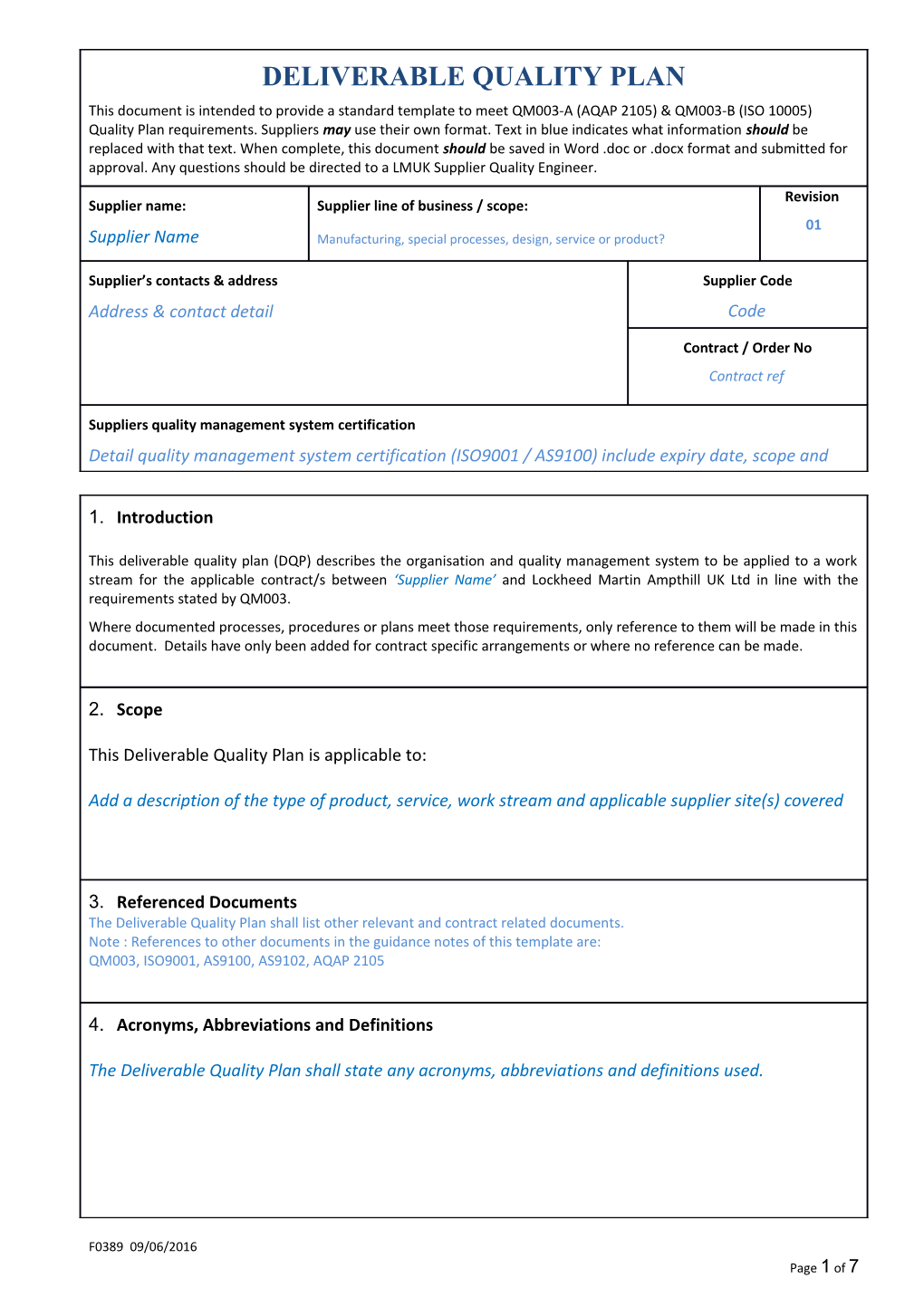 Audit / Assessment Scope