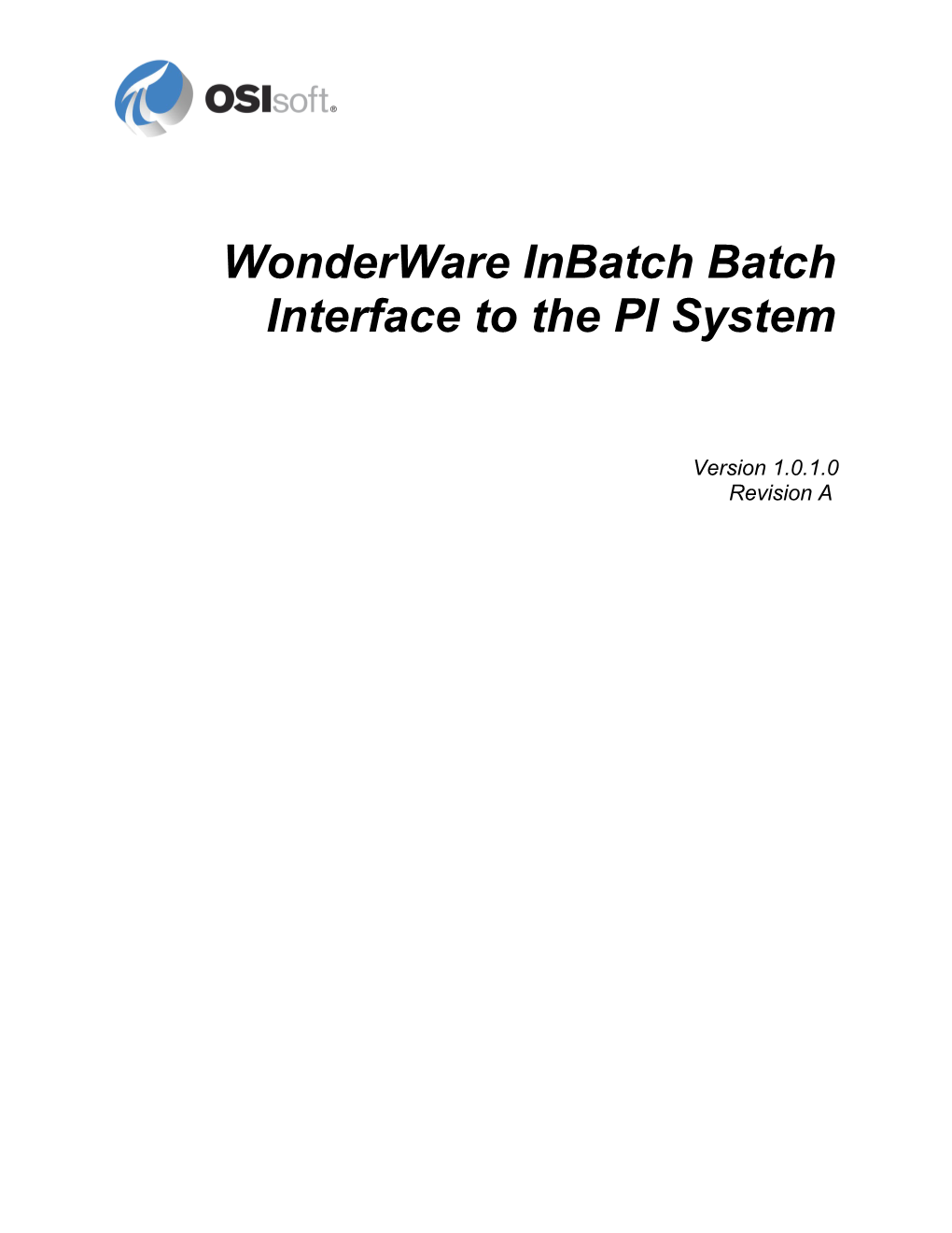 Wonderware Inbatch Batch Interface to the PI System