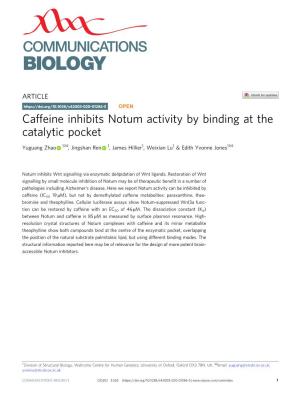 Caffeine Inhibits Notum Activity by Binding at the Catalytic Pocket