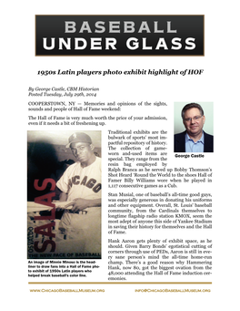 Baseball Under Glass: 1950S Latin Players Photo Exhibit Highlight Of
