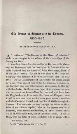 Coleman, the Manor of Allerton and Its Tenants, 1530-1866, Part II