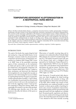 Temperature-Dependent Kleptoparasitism in a Neotropical Dung Beetle