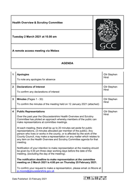 Agenda Document for Health Overview & Scrutiny Committee, 02