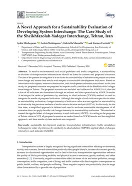 A Novel Approach for a Sustainability Evaluation of Developing System Interchange: the Case Study of the Sheikhfazolah-Yadegar Interchange, Tehran, Iran