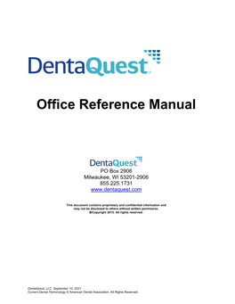 CO Medicaid Dental Program Office Reference Manual