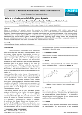 Natural Products Potential of the Genus Aptenia Asmaa Abo Elgoud Said*, Eman Zekry Attia, Usama Ramadan Abdelmohsen, Mostafa A