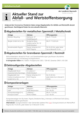 Abfall- Und Wertstoffentsorgung Stand: 19.03.2020