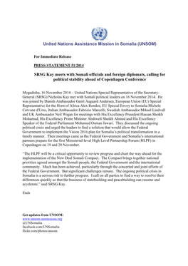 United Nations Assistance Mission in Somalia (UNSOM) SRSG Kay