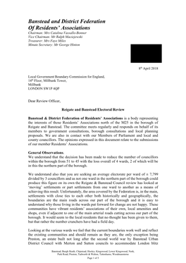 Banstead and District Federation of Residents' Associations
