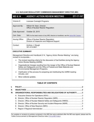 Agency Action Review Meeting