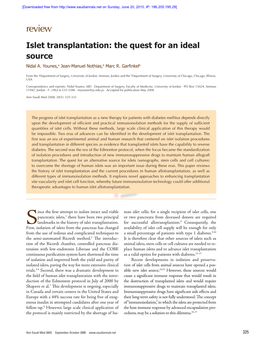 Islet Transplantation: the Quest for an Ideal Source Nidal A