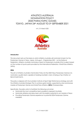 Para-Athletics Nomination Criteria