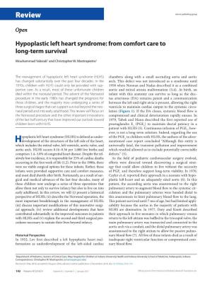 Hypoplastic Left Heart Syndrome: from Comfort Care to Long-Term Survival