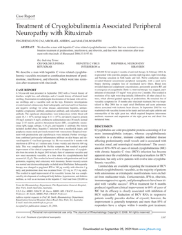 Treatment of Cryoglobulinemia Associated Peripheral Neuropathy with Rituximab FIN ZHENG JUN CAI, MICHAEL AHERN, and MALCOLM SMITH