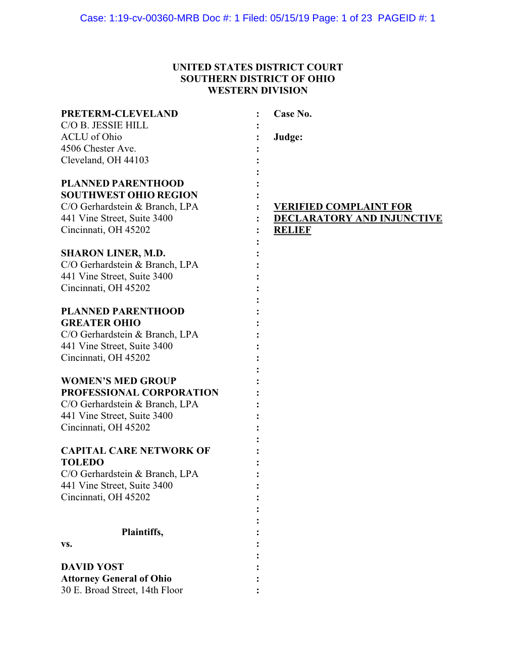 United States District Court Southern District of Ohio Western Division