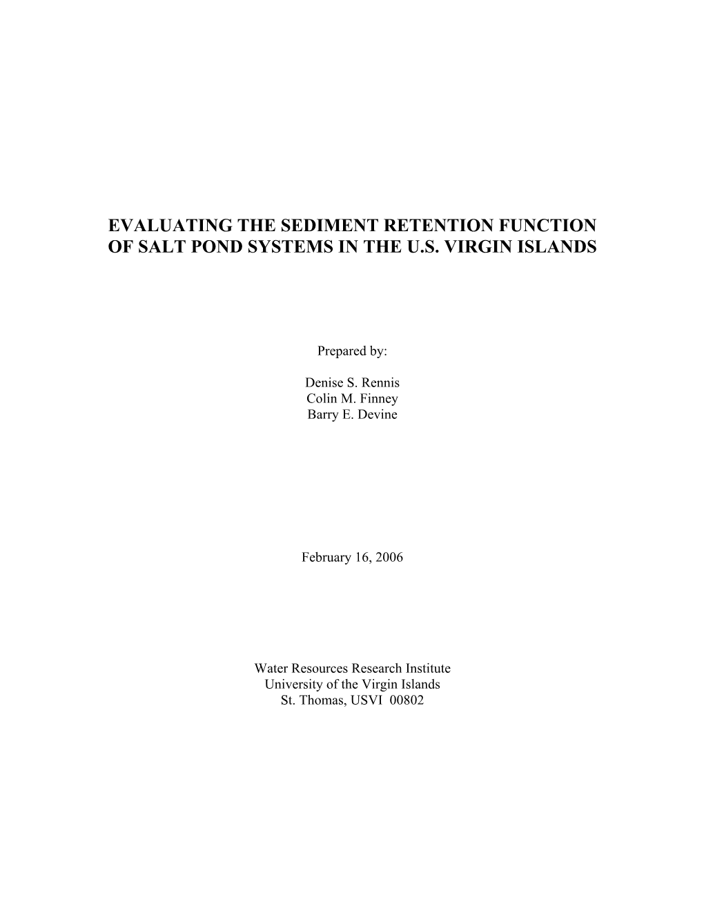 Evaluating the Sediment Retention Functions of Salt Pond Systems In