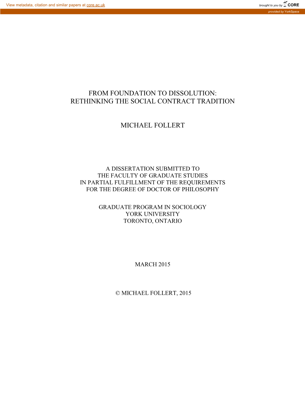 Rethinking the Social Contract Tradition