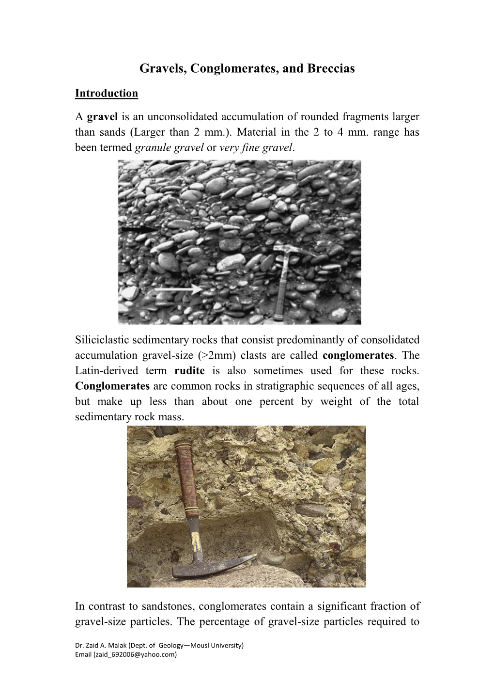 Gravels, Conglomerates, and Breccias