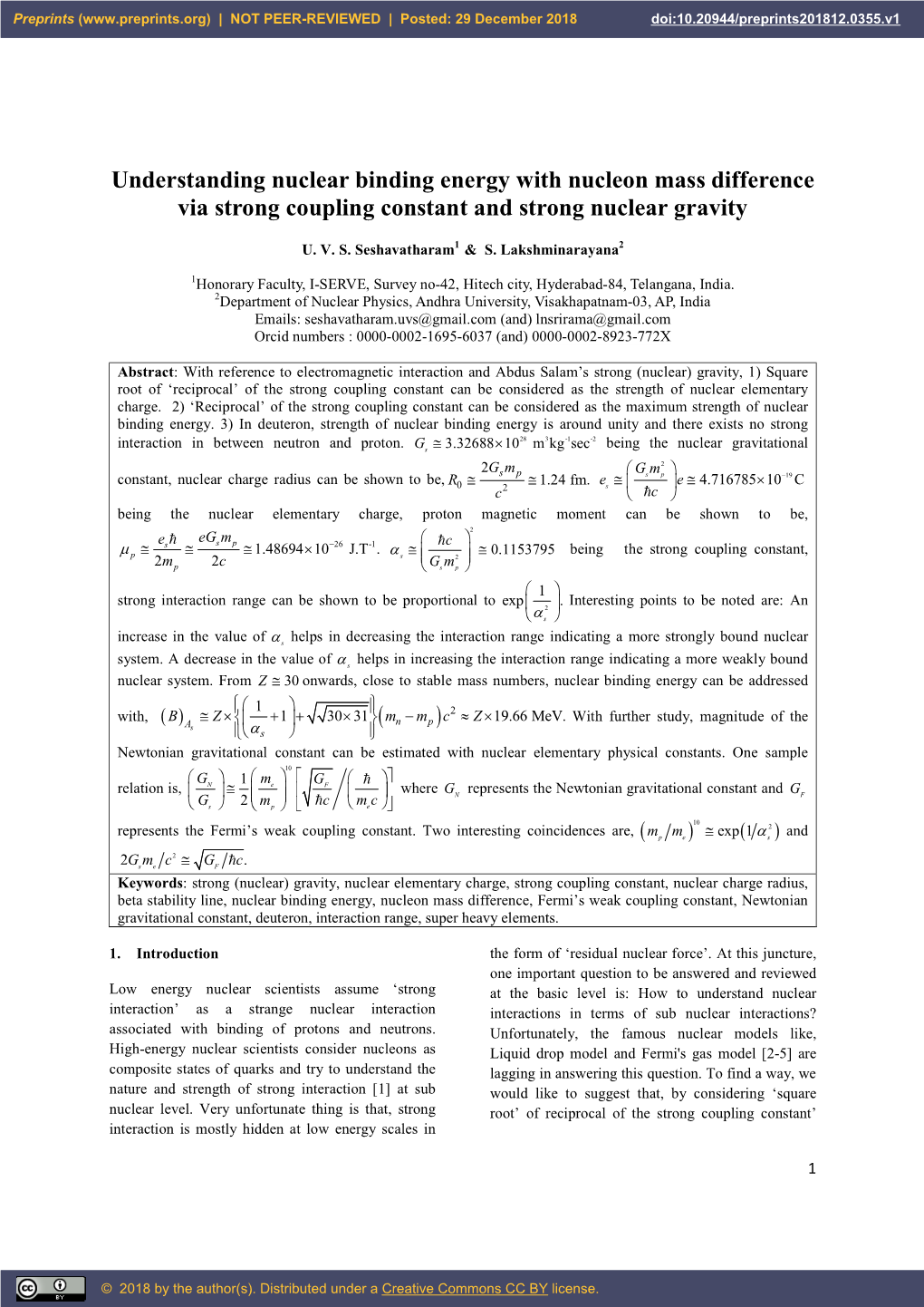 Understanding Nuclear Binding Energy with Nucleon Mass Difference Via Strong Coupling Constant and Strong Nuclear Gravity